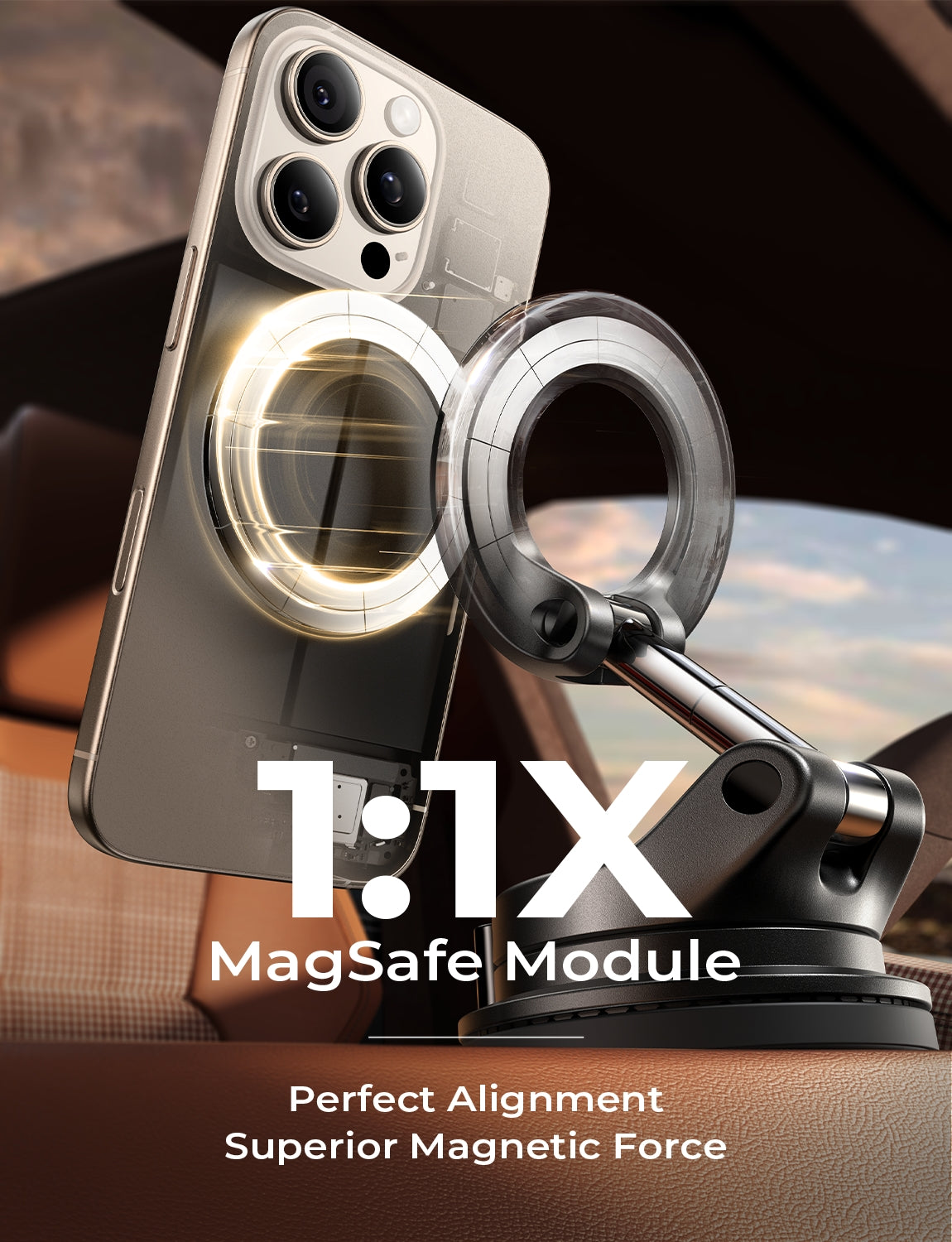 LISEN SuctionPro Magnetic Phone Holder for Car, Vacuum Magsafe Car Mount 360 Adjustable Phone Mount