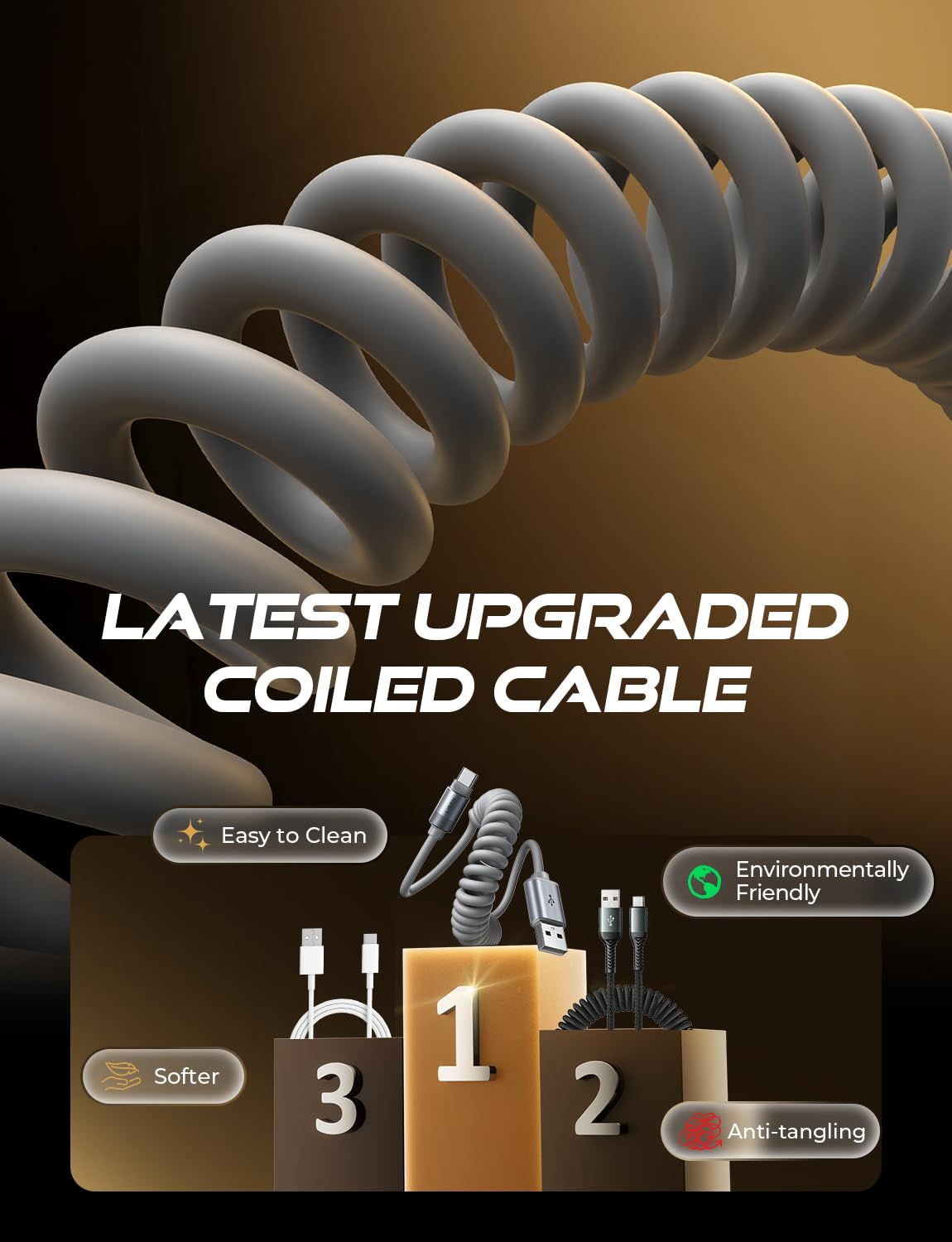 LISEN Coiled USB C Cable