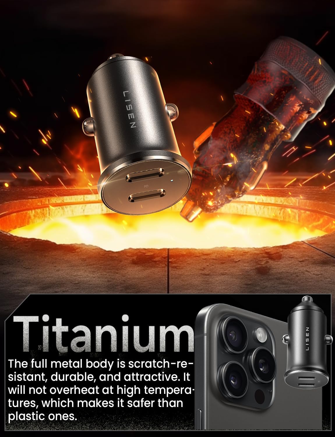 LISEN 90W USB C Car Charger Fast Charging