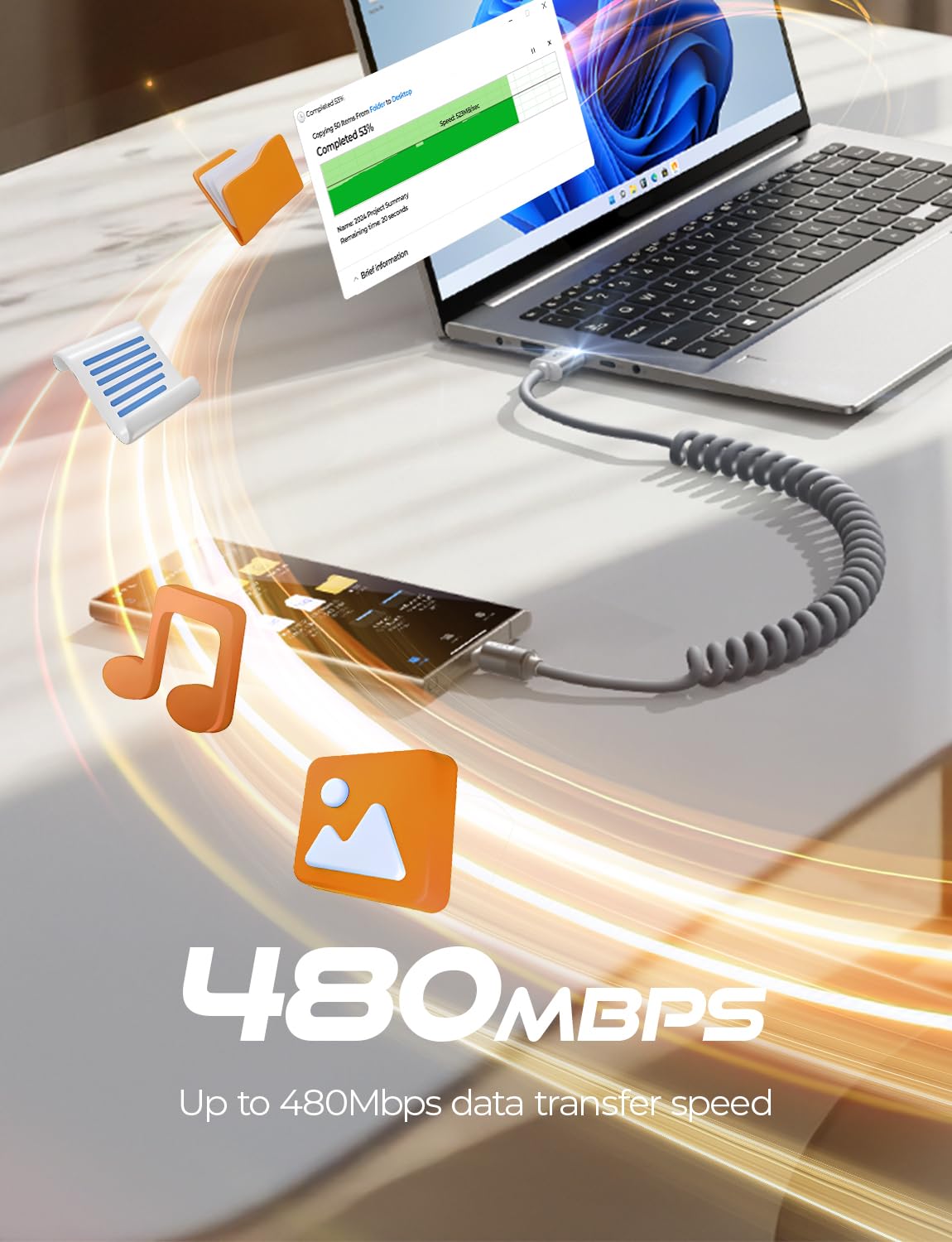 LISEN Coiled USB C Cable