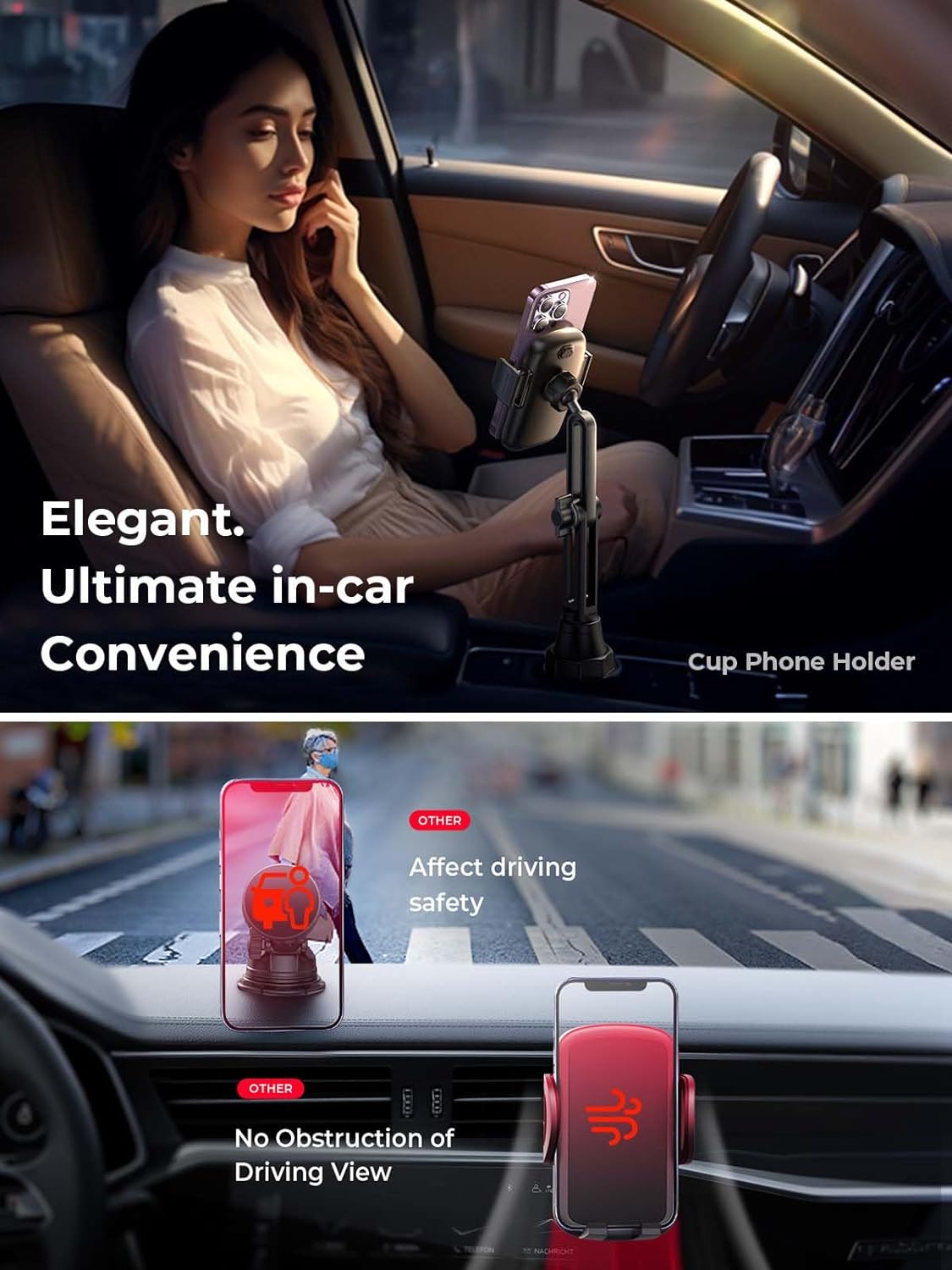 LISEN Cup Holder Cell Phone Holder for Car Mount