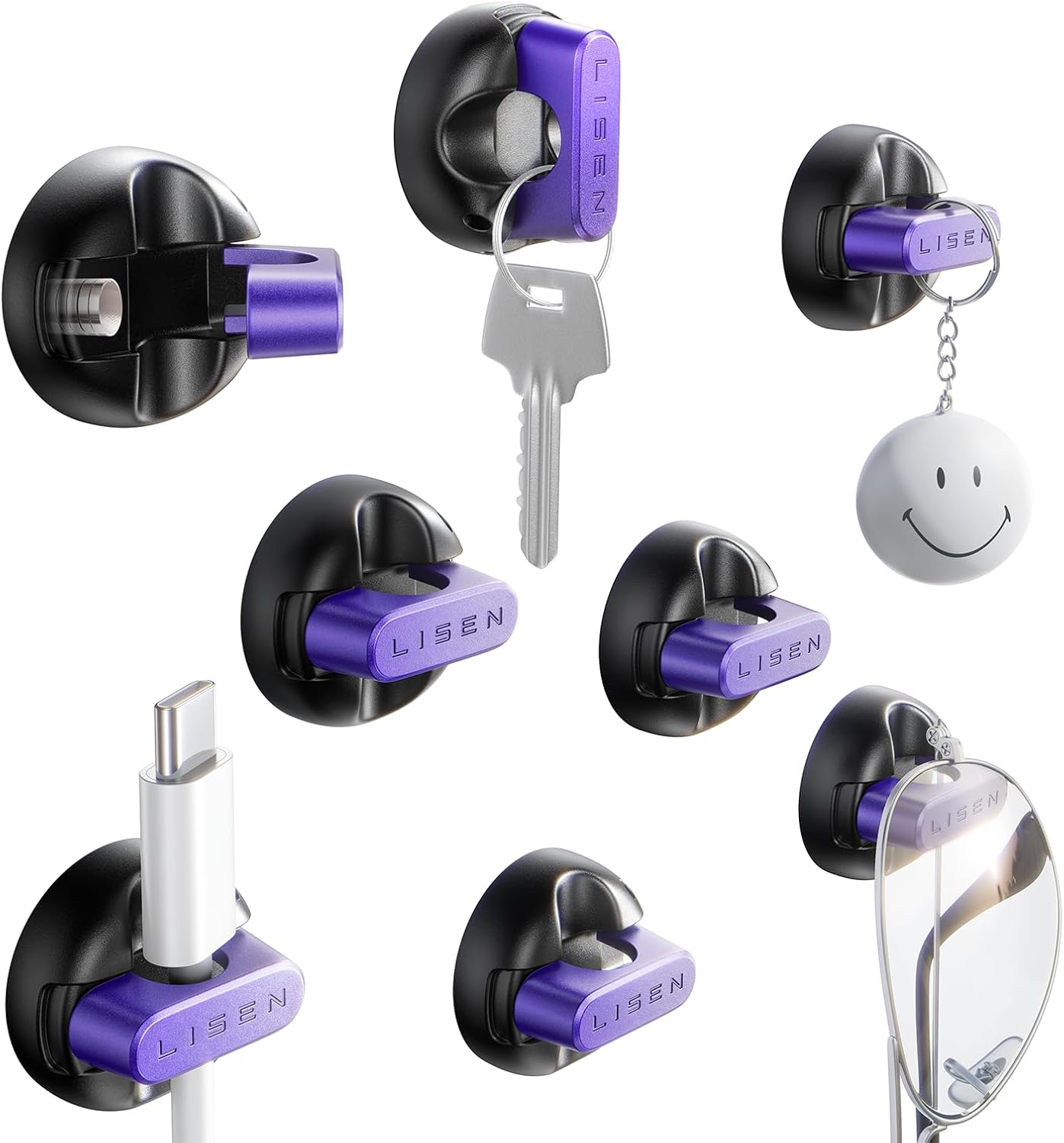 8-Pack Desk Cord Organizers [1S Snap-On] Charging Cable Holder