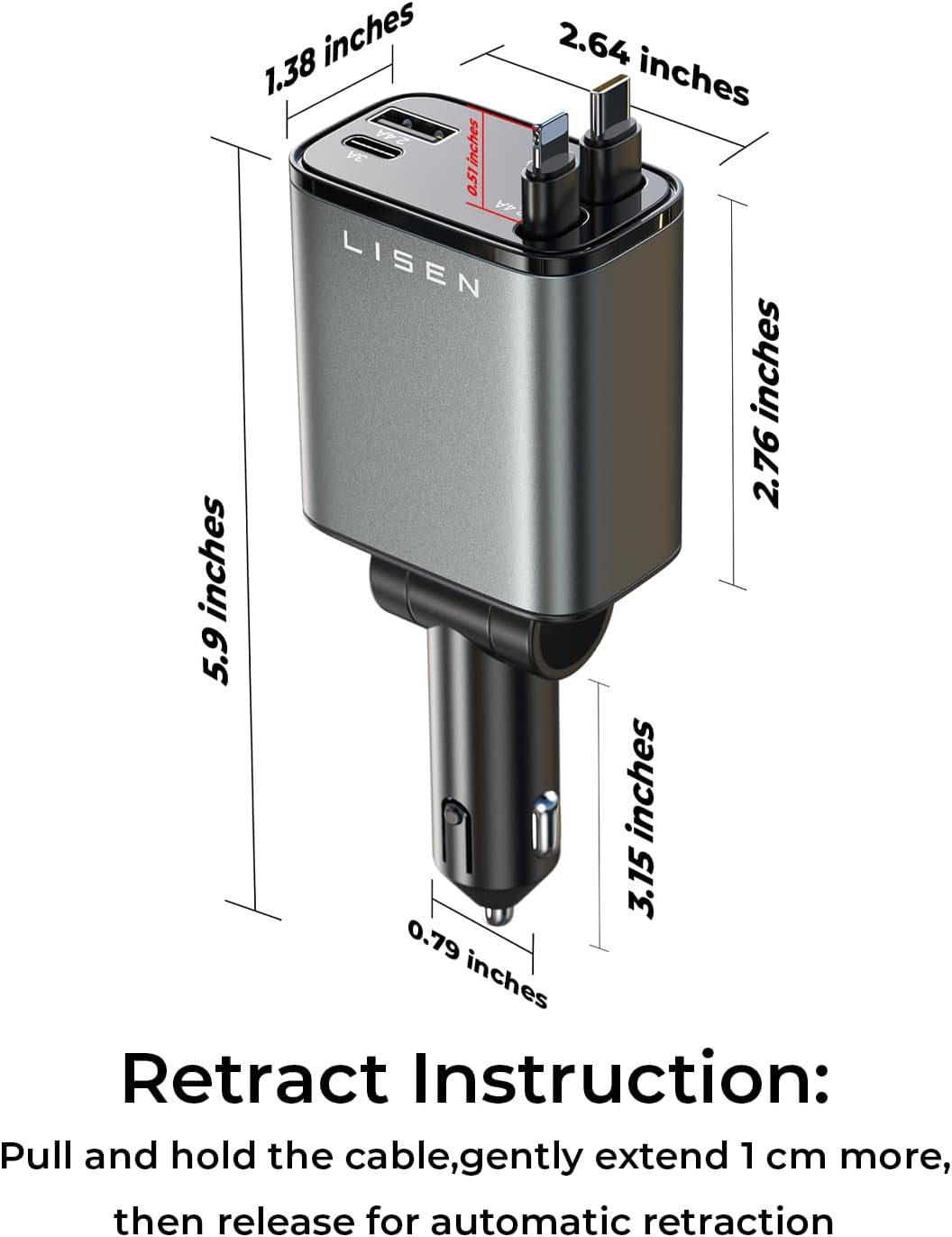 LISEN 格納式カーチャージャー