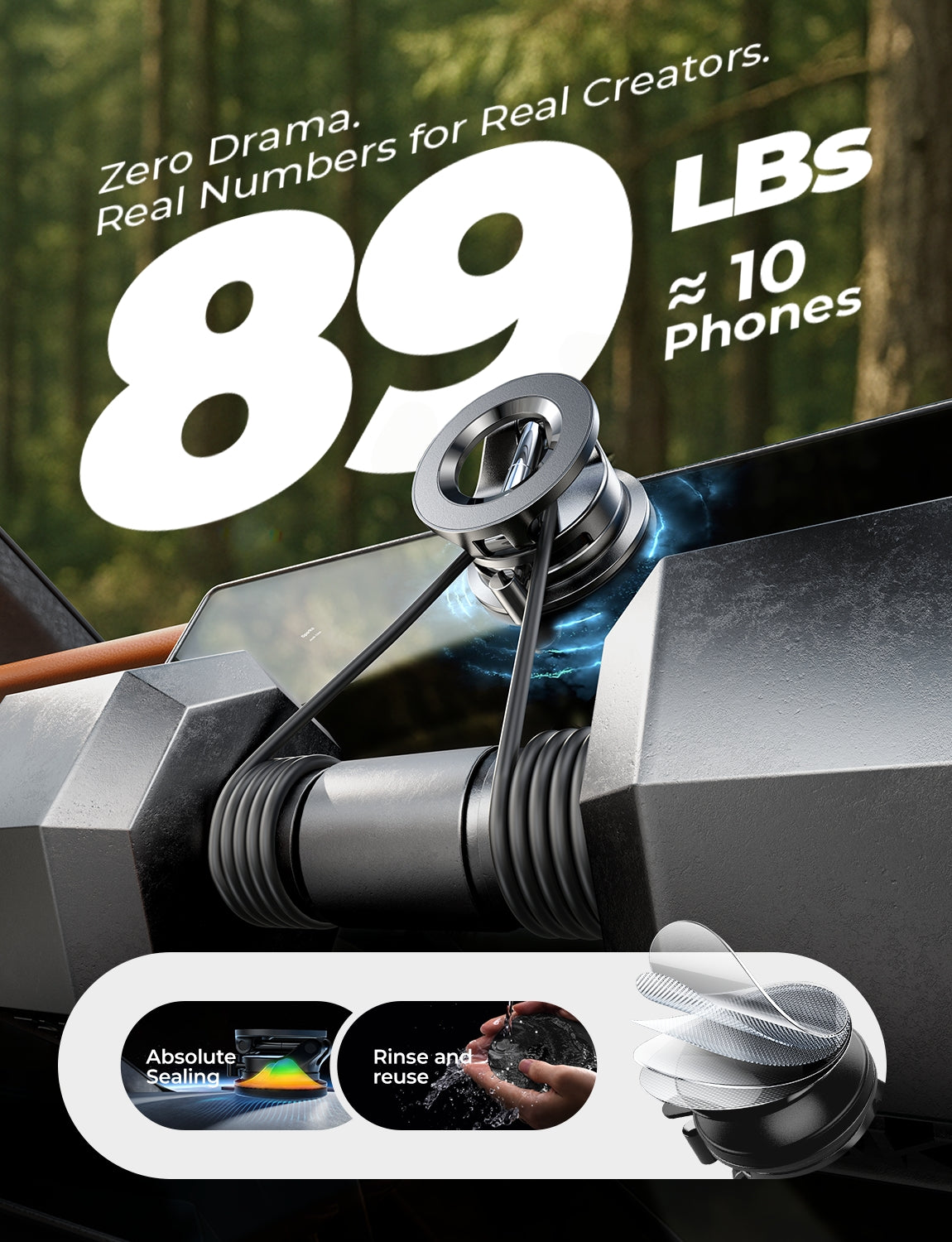 LISEN SuctionPro Magnetic Phone Holder for Car, Vacuum Magsafe Car Mount 360 Adjustable Phone Mount